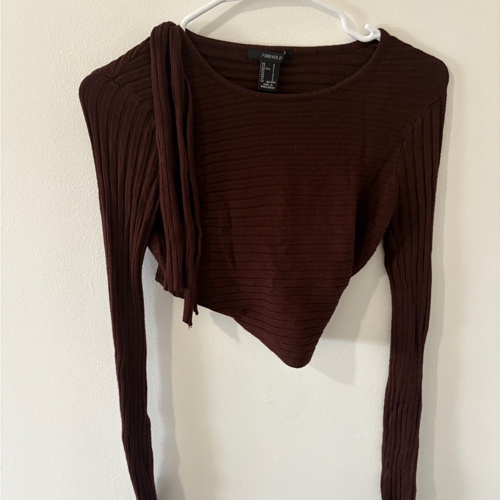 Forever 21 Chocolate Ribbed Knit Top
